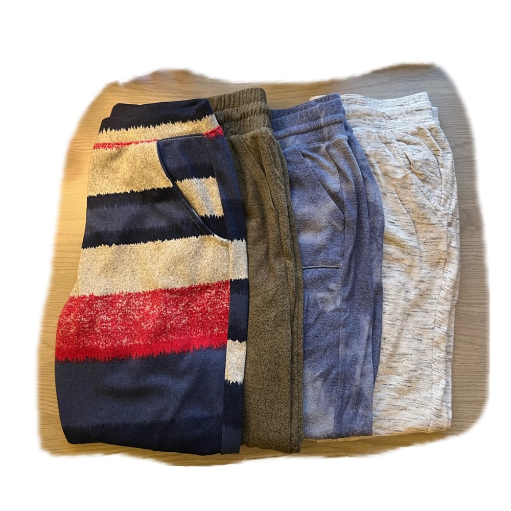 Lot of 4 Kids Jogger Sweatpants Pink Blue Green White Gray Pockets Size XL